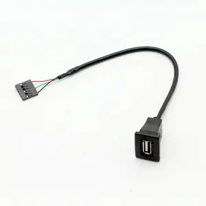 CUSTOM 1M 2M 3M Snap in USB Socket Panel Mount Cable with 6 Wires Dupont Terminal