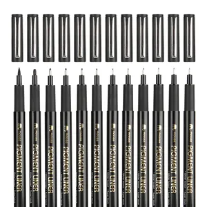 Brush Pens Art Markers MOBEE P-621A 12pcs/set Fine Tip Pen Different Tip Size Fine Point Marker Art Artist Black Drawing Sketch Fineliner Pen