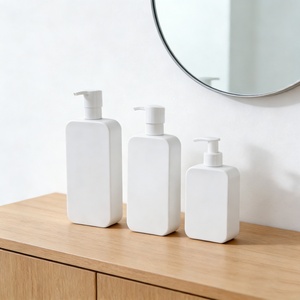 250ml 350ml 500ml PE <b>Plastic</b> Rectangle Pump Lotion <b>Bottle</b> Dispenser <b>Empty</b> White Shampoo <b>Bottles</b> Container/Body Wash Packaging - Product Image 5