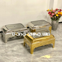Goldenes 201 Edelstahl Chafing Dish Buffet-Set 9 Qt Umweltfreundlich mit Vollgrößen-Pfannen Servierplatten Wärmeplatte für Hochzeiten