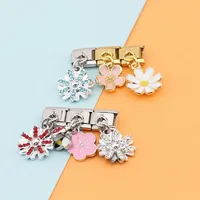 Hapisship asli bunga aster berkilau CZ Tautan Italia jimat pas 9mm baja tahan karat gelang perhiasan DIY membuat DJ390