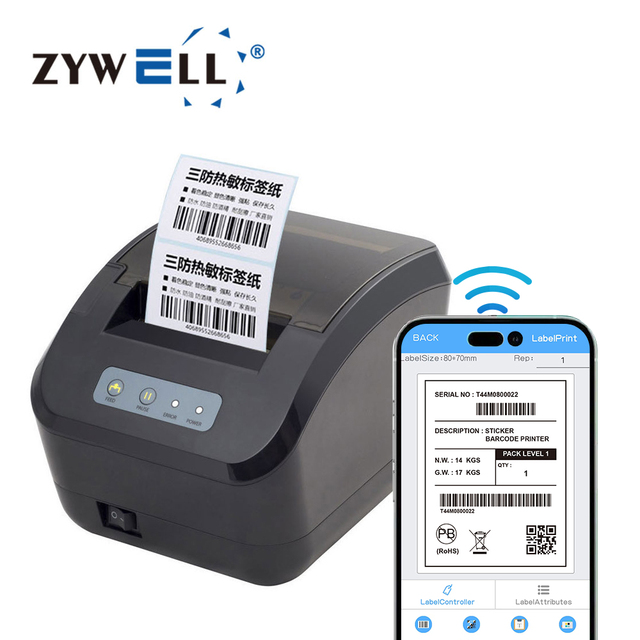 ZYWELL Impresora De Etiquetas 3inch Thermal Sticker Roll Label Paper Printing Barcode Printer