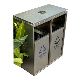 <span class=keywords><strong>Poubelle</strong></span> écologique double compartimentable personnalisée en acier galvanisé / acier inoxydable pour tri sélectif - Product Image 3