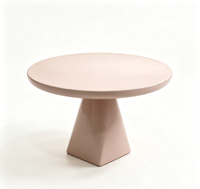 Table basse moderne de style champignon, durable et portable, en bois massif, avec base triangulaire, finition gris mat, contemporaine