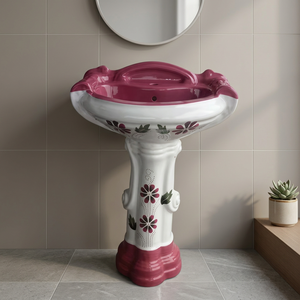 Luxury Western Pedestal <b>Basin</b> Solid Surface Granite Bathroom Sink Hand Wash <b>Basin</b> Hospital Villa Use Modern Design Lifetime - Product Image 1