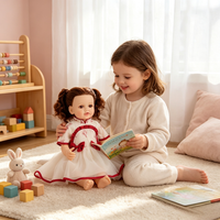 Poupée réaliste en vinyle de 22 pouces, avec des cheveux bouclés et une double queue de cheval, et un pyjama rose, cadeau de fête d'anniversaire pour les petites filles