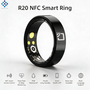 Bague Intelligente NFC R20 7mm Ultra Fine en Céramique, Suivi de Santé, Oxygène Sanguin, Fréquence Cardiaque, Moniteur de Sommeil, Analyse IA, Contrôle iOS, NFC, SMA - Product Image 1