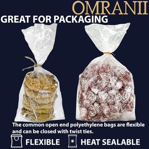 Omrani Clear Gusseted <b>Bags</b> 8 X 4 X 20 Inches 1.25Mil LDPE Food Grade 100 Count For Packaging Storage Display - Product Image 4