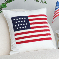 Housse de coussin décorative en coton Jonhier, motif drapeau américain texturé et tufté, bleu, 47x47 cm (décoration de canapé) – Collection patriotique du 4 juillet