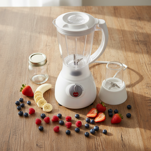 Licuadora Portátil 2 en 1 JIZYA Mini, 4 Cuchillas, 2 Velocidades, Capacidad de 1.4L, Electrodoméstico de Cocina Multifuncional, Vaso para Moler, Mezclador de Frutas - Product Image 1