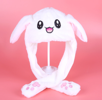 Chapeau de lapin avec oreilles mobiles à pompe à Air en peluche, joli lapin doux et mignon, chapeaux d'animaux animés amusants, lumière LED, jouet en peluche