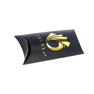 काले मैट गर्म सोने मुद्रांकन छोटा सा तकिया बॉक्स खाली उपहार पैकेजिंग बक्से बाल एक्सटेंशन और Wigs कागज बॉक्स