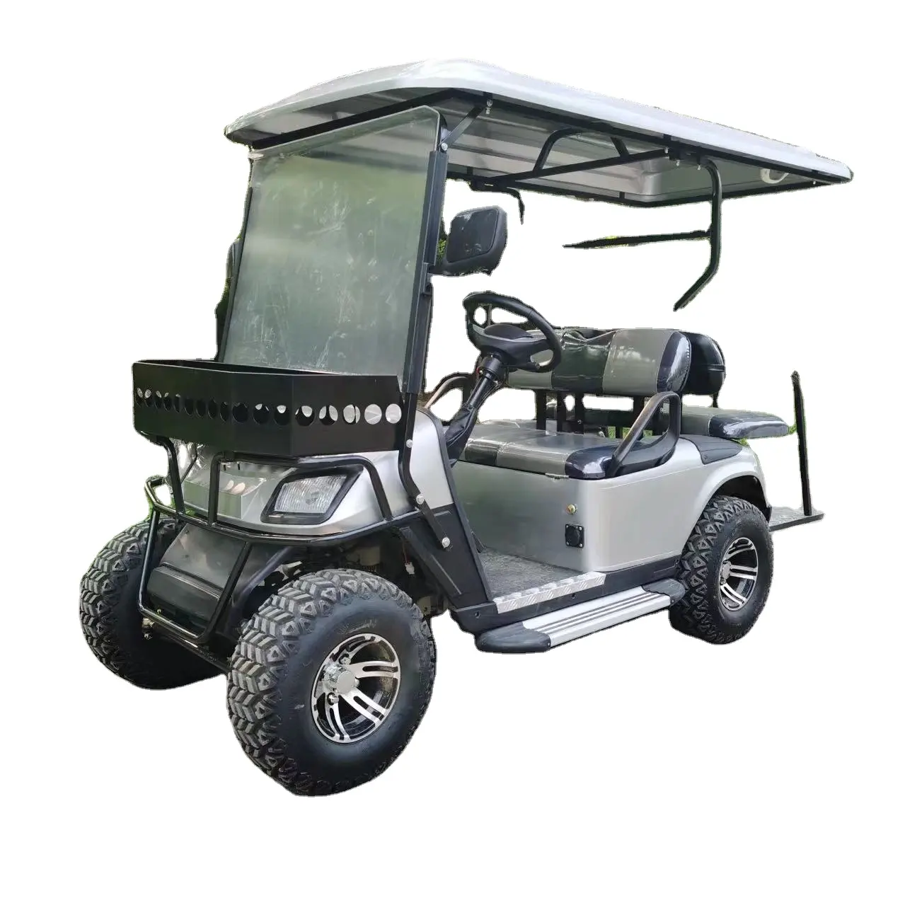 4seater golf cart Sharefer 4 seats 2+2 off road electric golf cart off road tires Optional front frame bumper