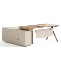 Bureau de direction pour télétravail, bureau de travail pour directeur commercial, bureau moderne pour patron, tables de bureau avec structure métallique, mobilier de bureau commercial