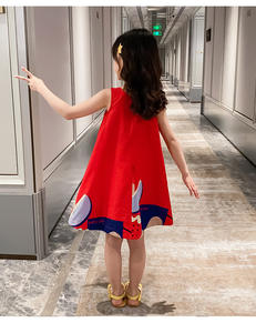 Vestido Casual de una Pieza sin Mangas para Niñas, con Estampado Floral y Geométrico, para Fiestas Infantiles - Product Image 2