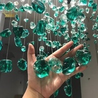 Lustre de luxe de plafond de salon de restaurant grands lustres en cristal verts pour les plafonds hauts