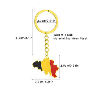 Venta al por mayor estilo étnico de acero inoxidable Billy mapa bandera colgante llavero oro país bandera joyería en material de aleación - Product Image 3