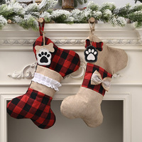Cá Nhân Mèo Chó Thú Cưng Stockings Giáng Sinh Chó Kẻ Sọc Lớn Chân Treo Giáng Sinh Trang Trí Stocking Dog Bone Stocking