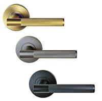 Poignée de porte carrée à levier moleté en acier inoxydable 304 chromé satiné, design moderne et luxueux, avec rosette carrée, installation facile
