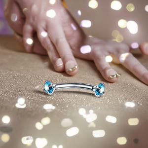 <span class=keywords><strong>Piercing</strong></span> de Acero Inoxidable 16G Roscado Externo para Cejas, <span class=keywords><strong>Piercing</strong></span> Curvo con <span class=keywords><strong>Doble</strong></span> Circón, Labret, Joyería para Labios - Product Image 4