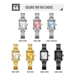 Montre à quartz carrée pour femme SKMEI, bracelet en acier inoxydable, affichage analogique, élégante et tendance - Product Image 3