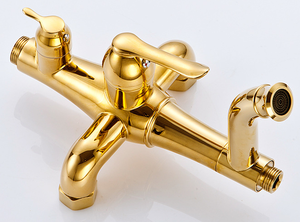 Set <span class=keywords><strong>Doccia</strong></span> Completo in Ottone Spazzolato Oro Non Rivestito, con Doccetta e Soffione a Pioggia - Product Image 5