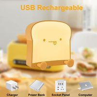 Veilleuse en forme de pain grillé, rechargeable, minuterie, luminosité réglable, mignonne, LED, cadeaux de vacances, portable, lampe de chevet pour chambre à coucher