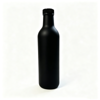 Bouteille en verre transparente à col long de 375 ml avec bouchon noir, pot en verre vide pour le stockage de boissons, sirops, vinaigrettes et liquides – Stock usine