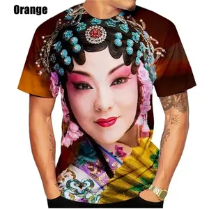 3D In Bắc Kinh Opera Đồ Họa T Áo Sơ Mi Cho Mens Và Phụ Nữ Giản Dị Ngắn Tay Áo Áo Áo Thun TEE Tops Thời Trang Quá Khổ Người Đàn Ông Áo Thun