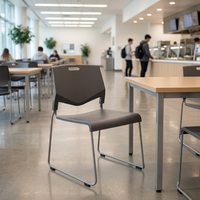 Chaise sans accoudoirs empilable contemporaine entièrement en plastique avec pieds en métal pour l'école, le bureau, l'hôpital, les projets, les bars, les appartements, les gymnases, l'usage domestique