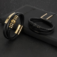 Bracelet tressé pour homme Novirassine en acier inoxydable, fait main, plaqué or 18 carats, chaîne et maillons, cadeau de fête