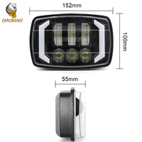 Phare LED carré de 5x3, 4 pouces, yeux d'ange, DRL, clignotant, feux de croisement, phare LED pour motos