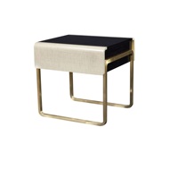 Table d'appoint élégante en bois massif noir brillant avec cadre doré