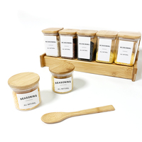 Gewurz – pot à épices en bambou biodégradable, petit mini verre transparent avec couvercles en bambou