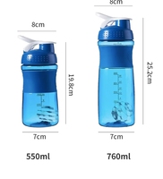 Botella Mezcladora Portátil para Fitness de 760 ml, Vaso Mezclador de Proteína en Polvo, Botella de Agua de Plástico Resistente a Altas Temperaturas, Libre de BPA