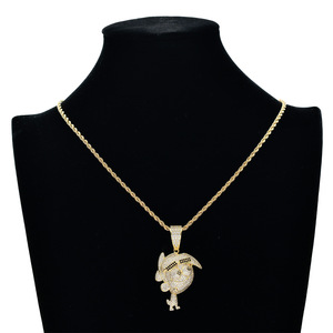 Nuova Collana Hip Hop Europea e Americana con Ciondolo Anime Backfight Family Protagonist Incastonato di Zirconi Accessori Hiphop - Product Image 5