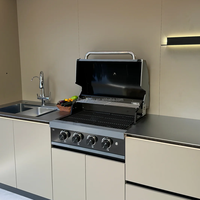 Îlot de barbecue professionnel en acier inoxydable SUS304, étanche, avec conception CAD gratuite 48H, pour cuisine extérieure modulaire de luxe dans la cour.