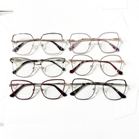 Monture optique fine en métal œil de chat pour femme, branches en acétate multicolores, anti-lumière bleue, lunettes de vue pour myopie