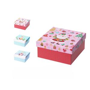 Boîte en papier carrée 14x14cm avec thème de Noël - Product Image 1