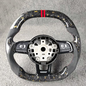 Volant sport à 3 branches à fond plat en cuir et fibre de carbone pour Volkswagen <span class=keywords><strong>Golf</strong></span> 7.5 GTI MK7 Polo GTS GTD <span class=keywords><strong>GTE</strong></span> R Passat CC - Product Image 4
