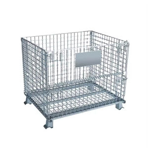 כלוב מתכת מתקפל בהתאמה אישית לסיטונאות, מיכל אחסון מתקפל מרשת פלדה, כלוב חיות מחמד מתקפל עם מכסה מפלדה רכה, ניתן לערום, למשא - Product Image 1