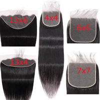 Vente en gros de frontales en dentelle HD 100% cheveux humains vierges, cheveux alignés dans le sens des cuticules, sans colle, 13*4 4*4 13*6, closure en dentelle noire pour femmes