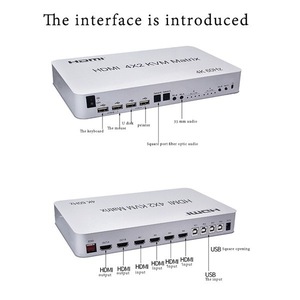 2.0 <span class=keywords><strong>HDMI</strong></span> <span class=keywords><strong>4x2</strong></span> <span class=keywords><strong>HDMI</strong></span> KVM Matrix ตัวแยกสัญญาณภาพและเสียงจอแสดงผลคู่4K 60Hz รองรับ USB เมาส์คีย์บอร์ด4ชิ้นคอมพิวเตอร์พีซี - Product Image 6