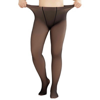 Legging d'hiver en polaire gris Double Plus Stewardess, épais, transparent, en polyester, pour adulte, doublé de polaire.