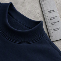 Sweat-shirt col rond bleu marine avec bordure côtelée, pull uni, haut streetwear, vente en gros, commande en gros, vêtements décontractés pour hommes