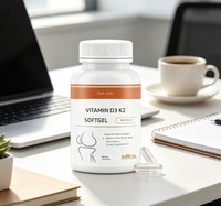 Gélules de Vitamine D3 K2 et Magnésium, 50 Capsules par Flacon, Prise en Charge des Granulés en Vrac