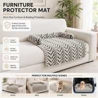 Coussin de canapé pour animaux de compagnie en peluche à chevrons avec rebord de soutien, base antidérapante, tapis de lit en fibre de polyester, garnissage en coton PP, étiquette personnalisée
