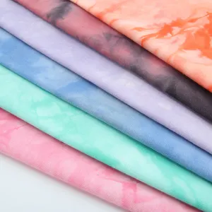 Goede Kwaliteit Geen Moq Goedkope Aangepaste Biologisch Katoen Franse Badstof Tie-Dye Stoffen Voor Kleding