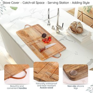 <b>Wooden</b> Foldable Cutting Board Double Sided With Handle Kitchen Chopping <b>Block</b> Multifunctional Cooking Countertop Protector - Product Image 2