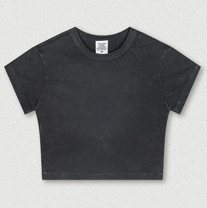 Camiseta de manga corta de algodón con cuello redondo lavado a la moda para mujer Primavera/Verano 2024 para mujer - Product Image 2